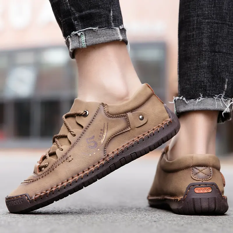 2024 New Men Casual Shoes Handmade Leather Loafers Comfortable Men's Shoes Quality Split Leather Flat Moccasins Men Sneakers