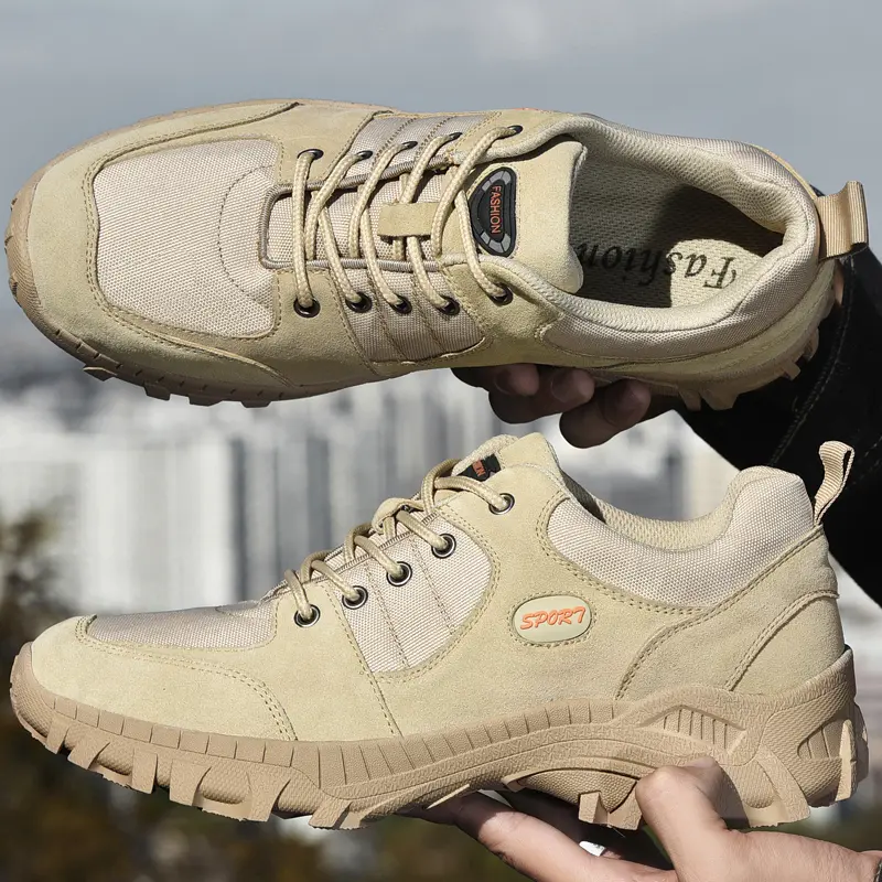 New Fashion Patchwork Outdoor Sneakers Breathable Men's Casual Shoes Men Desert Combat Footwear Large Size Non-Slip Hiking Shoes