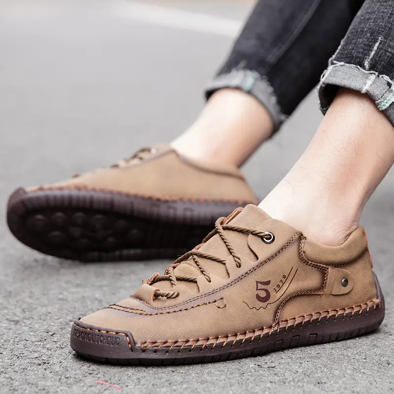 2024 New Men Casual Shoes Handmade Leather Loafers Comfortable Men's Shoes Quality Split Leather Flat Moccasins Men Sneakers