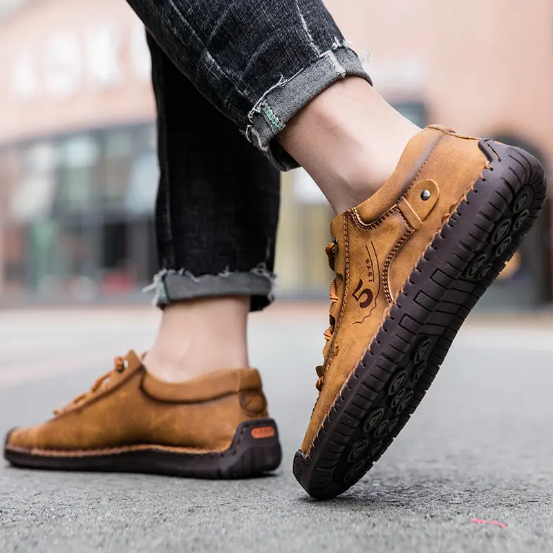 2024 New Men Casual Shoes Handmade Leather Loafers Comfortable Men's Shoes Quality Split Leather Flat Moccasins Men Sneakers