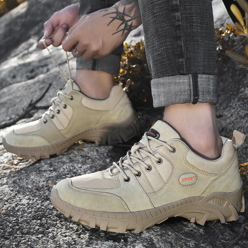 New Fashion Patchwork Outdoor Sneakers Breathable Men's Casual Shoes Men Desert Combat Footwear Large Size Non-Slip Hiking Shoes