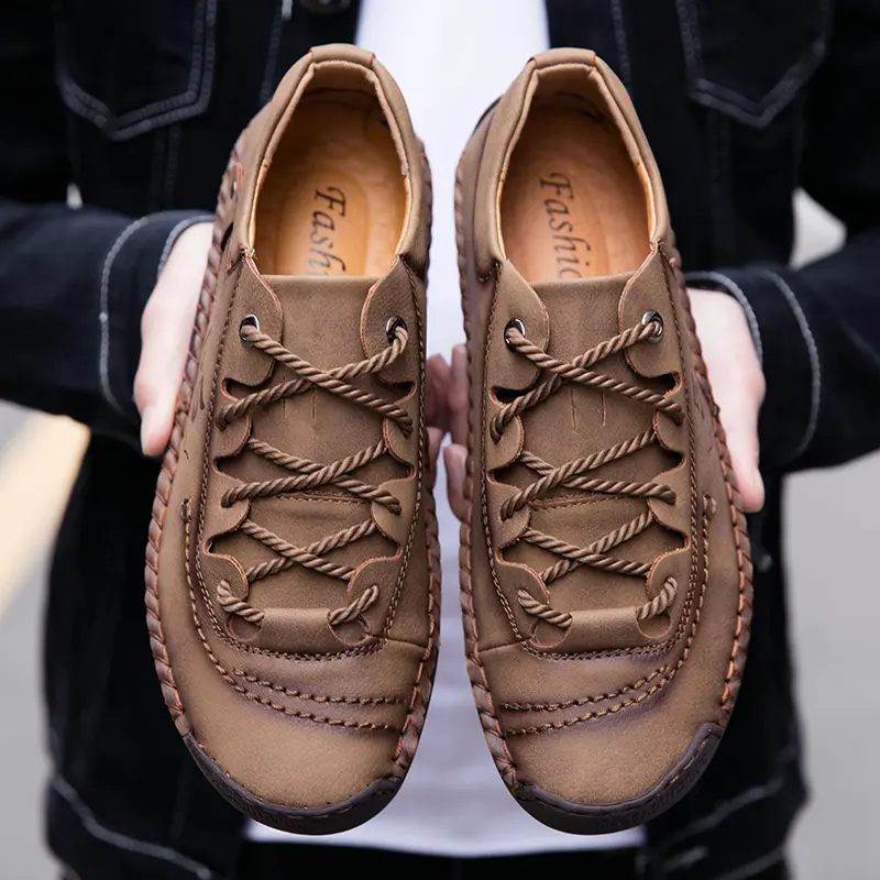 2024 New Men Casual Shoes Handmade Leather Loafers Comfortable Men's Shoes Quality Split Leather Flat Moccasins Men Sneakers