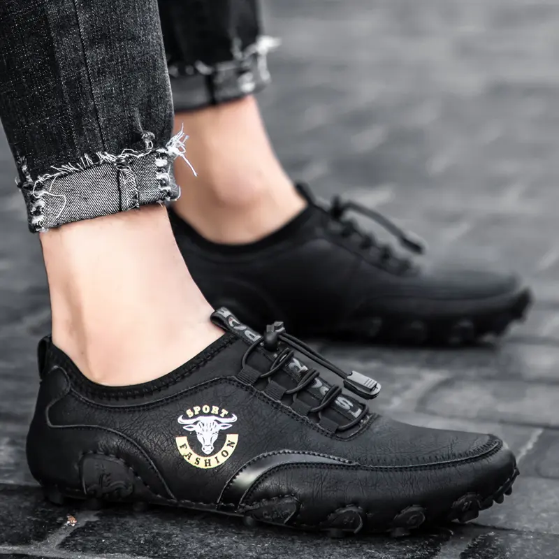 2024 New Men's Casual Shoes Fashion Comfortable Men's Shoes High Quality Leather Men Driving Shoes Handmade Flat Shoes Size 48