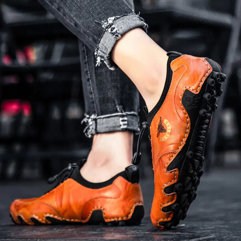 2024 New Men's Casual Shoes Fashion Comfortable Men's Shoes High Quality Leather Men Driving Shoes Handmade Flat Shoes Size 48