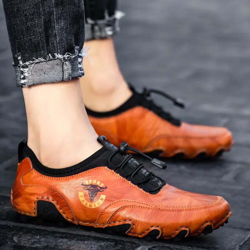 2024 New Men's Casual Shoes Fashion Comfortable Men's Shoes High Quality Leather Men Driving Shoes Handmade Flat Shoes Size 48