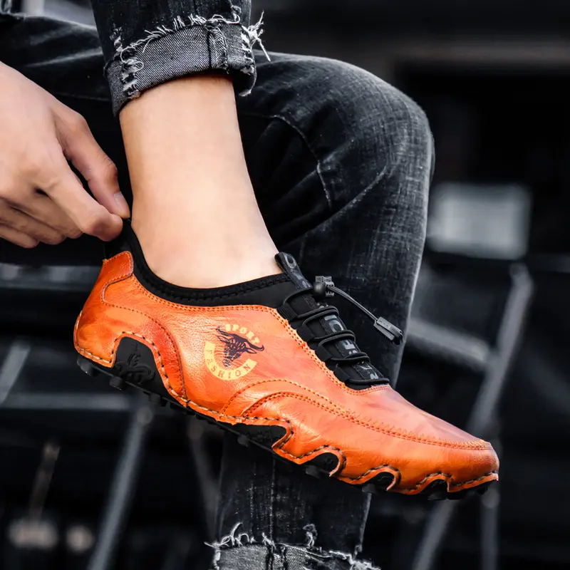 2024 New Men's Casual Shoes Fashion Comfortable Men's Shoes High Quality Leather Men Driving Shoes Handmade Flat Shoes Size 48