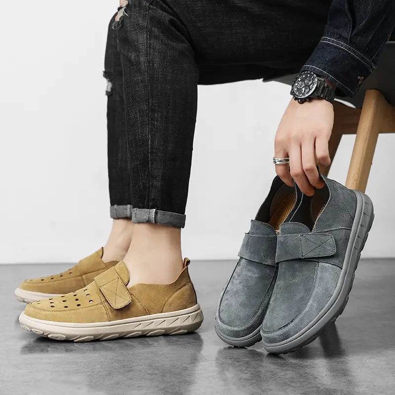Men's Sneakers Fashion Leather Men Casual Shoes Handmade Breathable Men's Shoes Lightweight Outdoor Men Walking Shoes Moccasins