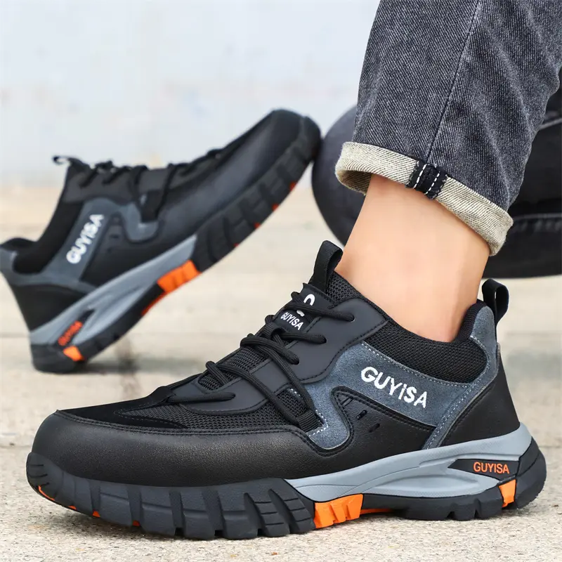 Work Safety Shoes For Men Lightweight Protective Work Sneakers Lightweight Men Shoes Breathable Shoes Anti-Puncture Work Shoe