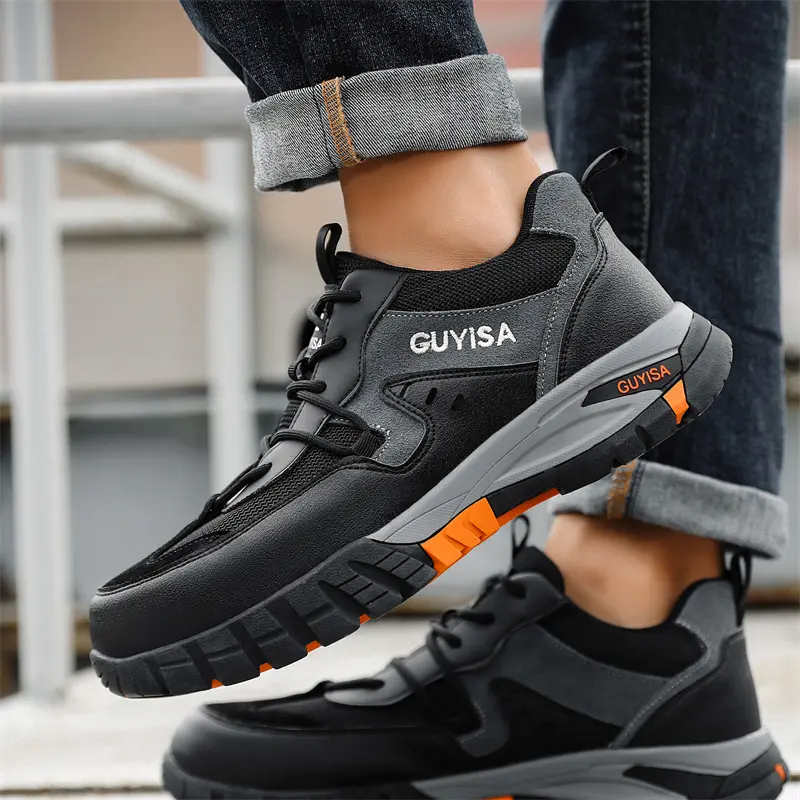 Work Safety Shoes For Men Lightweight Protective Work Sneakers Lightweight Men Shoes Breathable Shoes Anti-Puncture Work Shoe