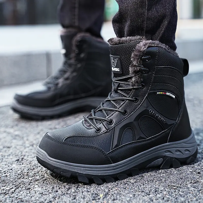 New Winter Men's Boots Warm Plush High-Top Snow Boots Waterproof Men Hiking Boots Outdoor Sneakers Men Work Fashion Ankle Boots
