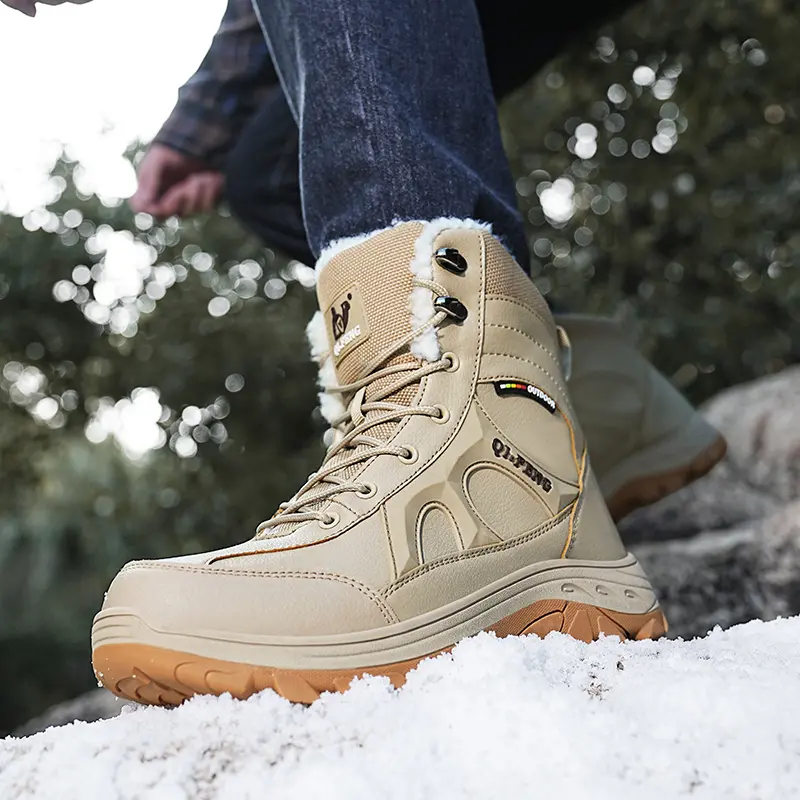 New Winter Men's Boots Warm Plush High-Top Snow Boots Waterproof Men Hiking Boots Outdoor Sneakers Men Work Fashion Ankle Boots