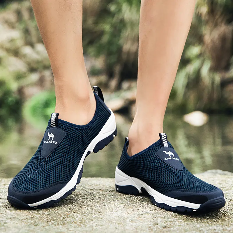 Summer Mesh Shoes Men Sneakers Plus Size Lightweight Breathable Walking Footwear 2025 New Slip-On Comfortable Casual Men's Shoes
