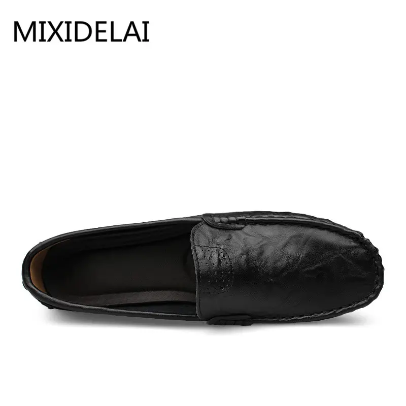 MIXIDELAI Soft Leather Men Loafers New Handmade Casual Shoes Men Moccasins For Men Leather Flat Shoes Big Size 36-46 Fashion