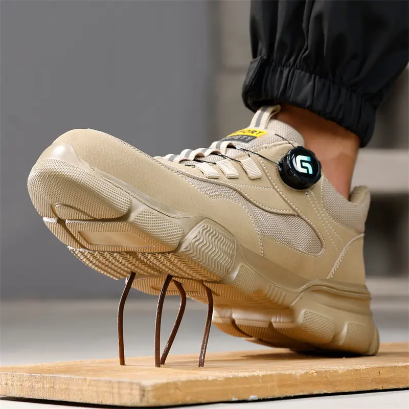 Breathable in summer Safety Shoes Men Anti-smash Anti puncture Work Sneakers Steel toe shoes Rotating button Protection Shoes