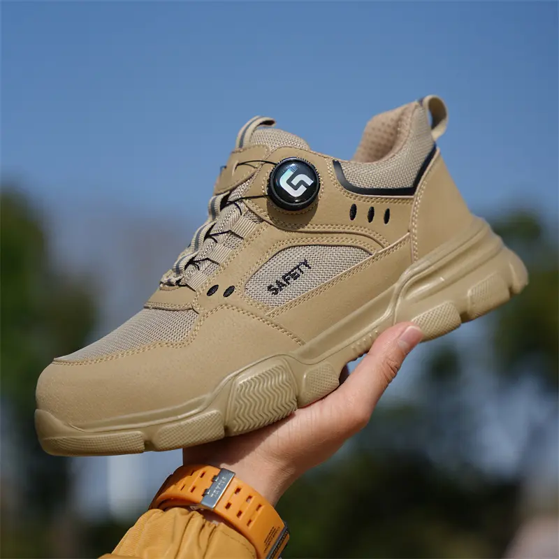 Breathable in summer Safety Shoes Men Anti-smash Anti puncture Work Sneakers Steel toe shoes Rotating button Protection Shoes