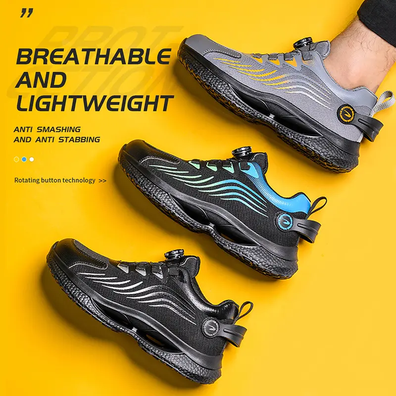 2025 New Safety Shoes Men Rotating button work Sneakers for Man Steel Toe shoes Fashion Protective shoes Puncture-Proof Boots