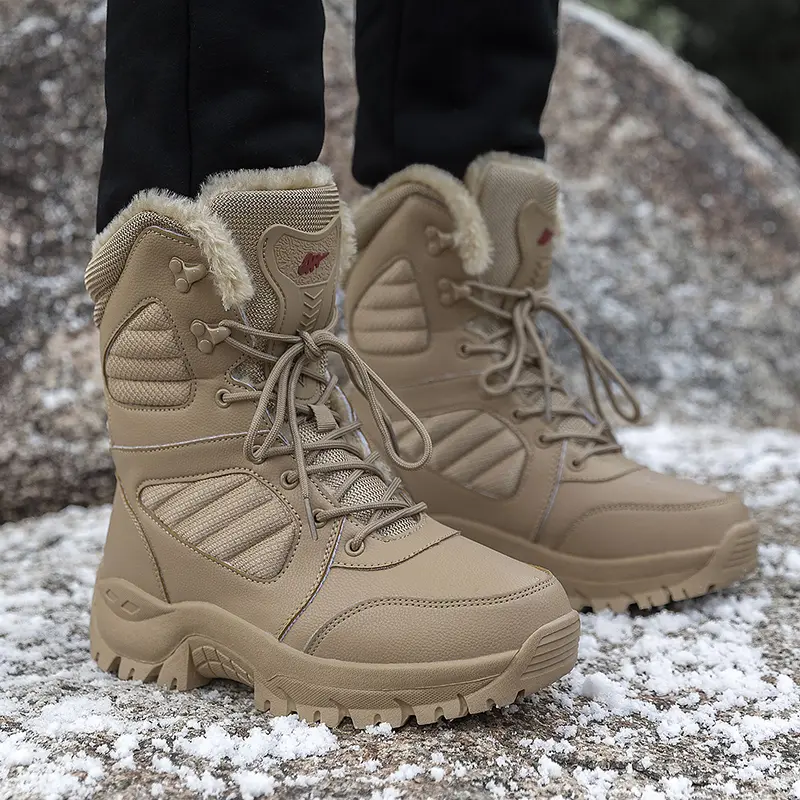 Winter Boot Men's High-top Waterproof Ankle Boots Men Thick Plus Warm Large Size Snow Hiking Boots Outdoor Cotton Shoes Sneakers