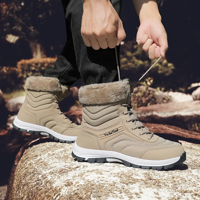Brand Warm Winter Men's Hiking Boots Outdoor Snow Men Boots Men Work Casual Sneakers High Top Keep Warm Non-slip Ankle Boots