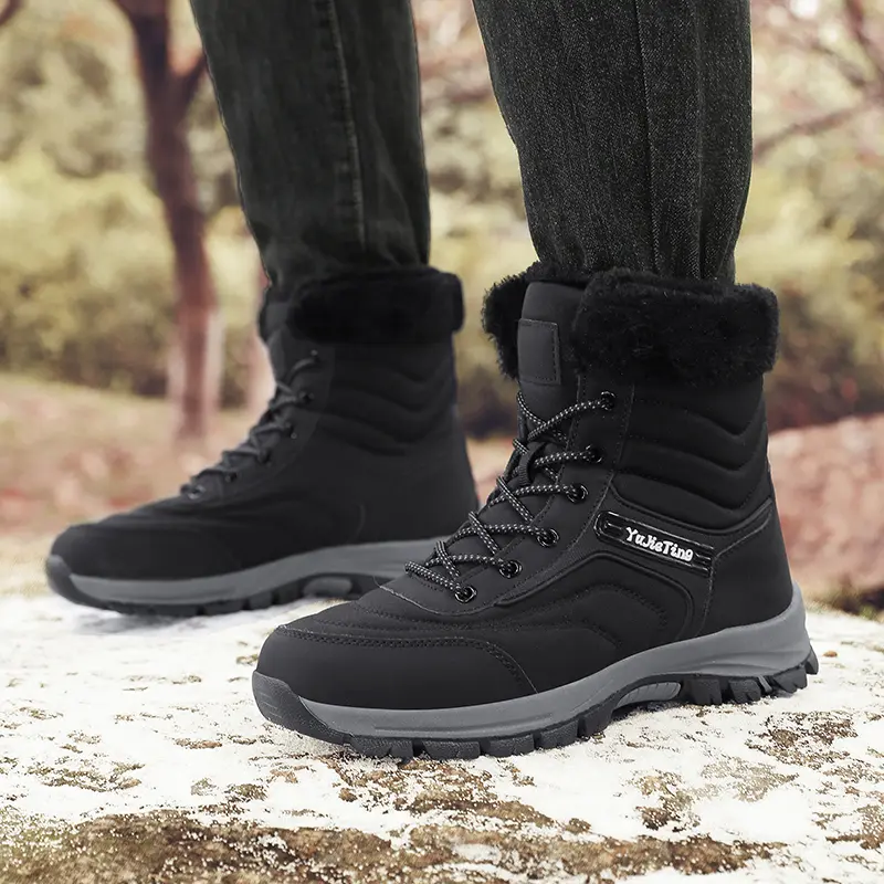 Brand Warm Winter Men's Hiking Boots Outdoor Snow Men Boots Men Work Casual Sneakers High Top Keep Warm Non-slip Ankle Boots