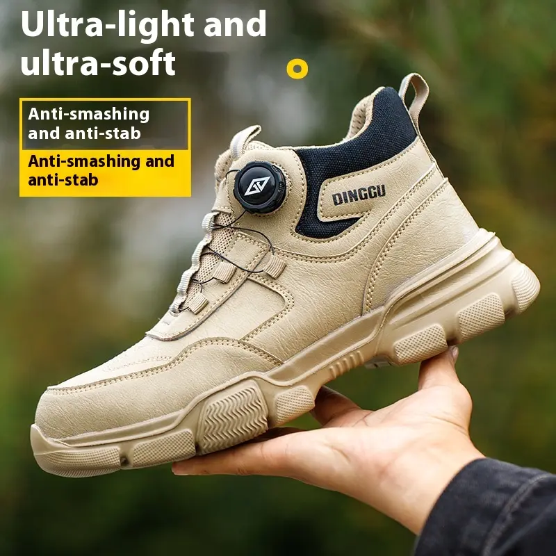 New Rotating Button Men Boots Anti-smash Anti Puncture Safety Shoes Men Work Boots Steel Toe Shoes Security Indestructible Shoes
