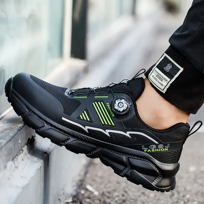 Lightweight Breathable Rotary Buckle Work Sneakers Protective Shoes Safety Industrial Puncture-Proof Anti-smash Steel Toe Shoes