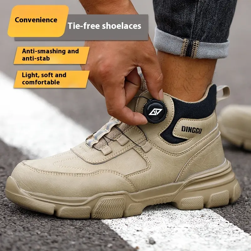 New Rotating Button Men Boots Anti-smash Anti Puncture Safety Shoes Men Work Boots Steel Toe Shoes Security Indestructible Shoes