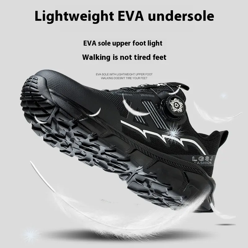 Lightweight Breathable Rotary Buckle Work Sneakers Protective Shoes Safety Industrial Puncture-Proof Anti-smash Steel Toe Shoes