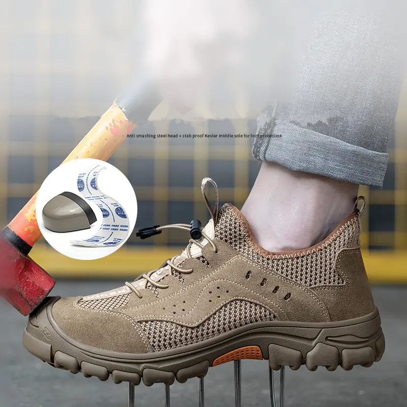 Indestructible shoes Male Breathable, anti smashing, and anti stabbing Safety Shoes Men Steel Toe Cap Work Shoes Sneakers Men
