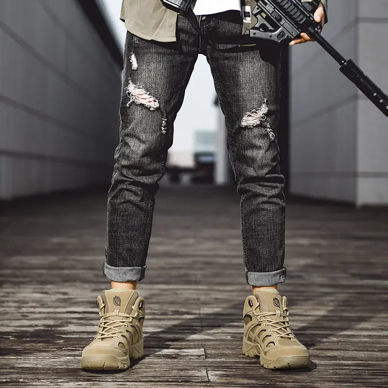 New Men's Boots Fashion Outdoor Boots Breathable Hiking Boots Autumn Shoes Sneakers lightweight Non-slip Men Desert Ankle Boots