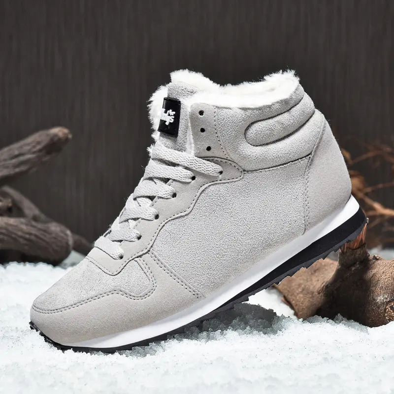 Men Boots Waterproof Winter Ankle Boots Men Lightweight Thick Plush Non-Slip Warm Snow Boots Plush Outdoors Footwear Sneakers