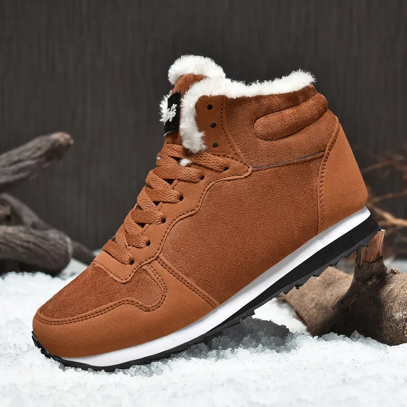 Men Boots Waterproof Winter Ankle Boots Men Lightweight Thick Plush Non-Slip Warm Snow Boots Plush Outdoors Footwear Sneakers