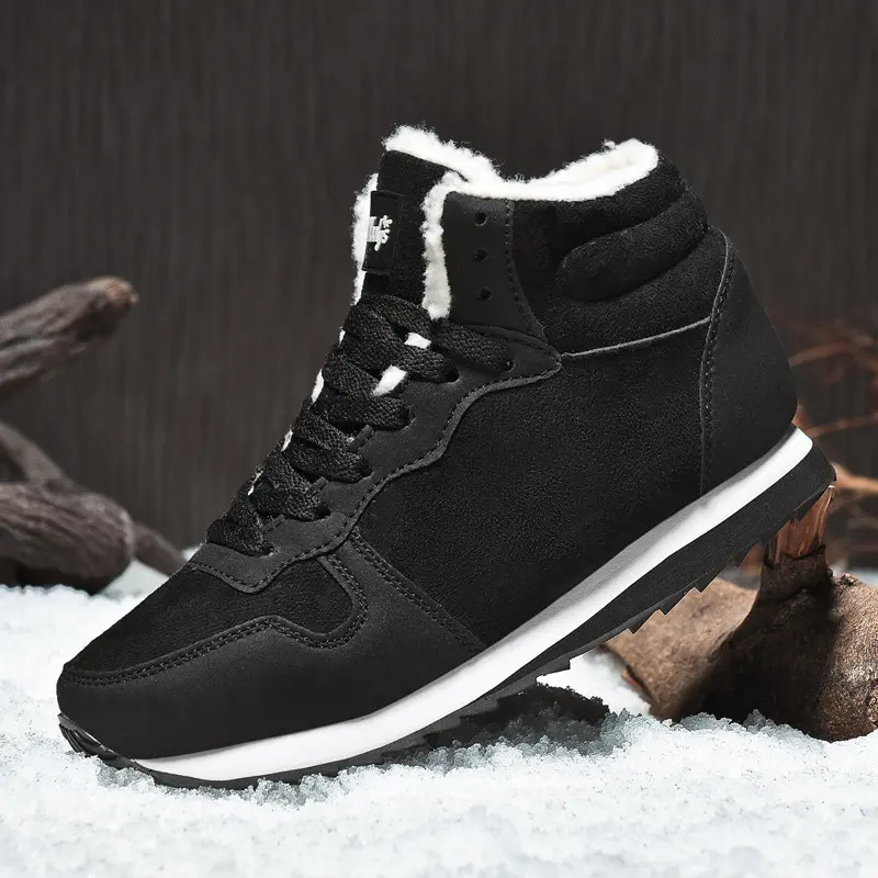 Men Boots Waterproof Winter Ankle Boots Men Lightweight Thick Plush Non-Slip Warm Snow Boots Plush Outdoors Footwear Sneakers