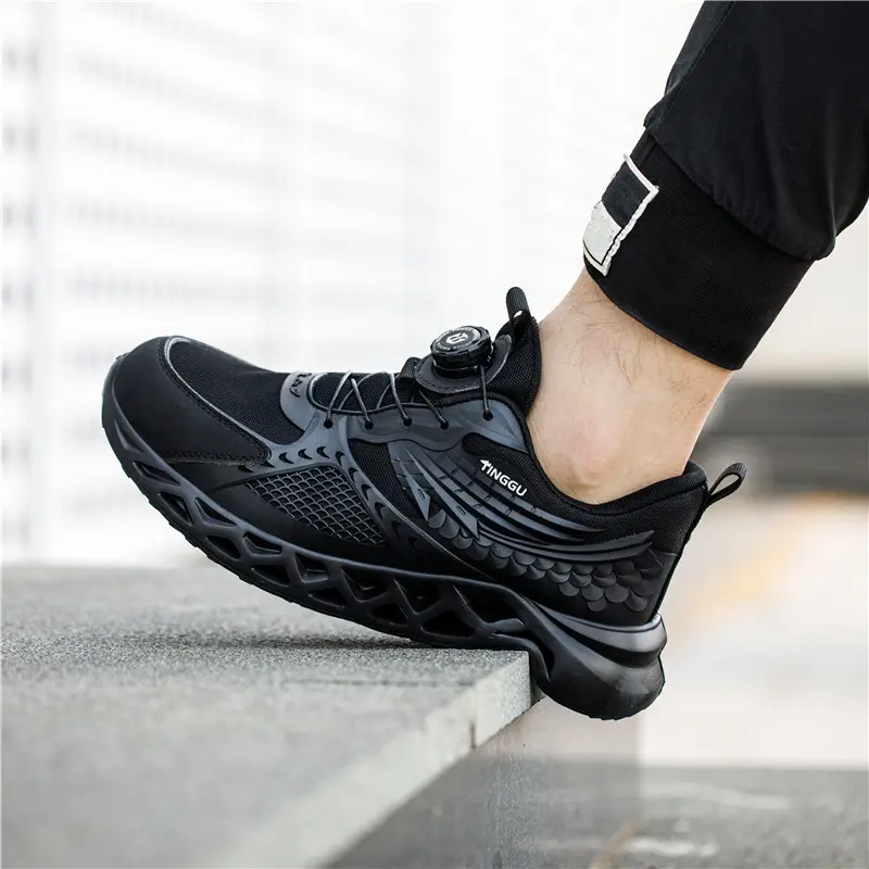 New Rotating Button Safety Shoes Men Anti smashing anti piercing Work shoes Lightweight Summer Protection Shoes Steel Toe Boots