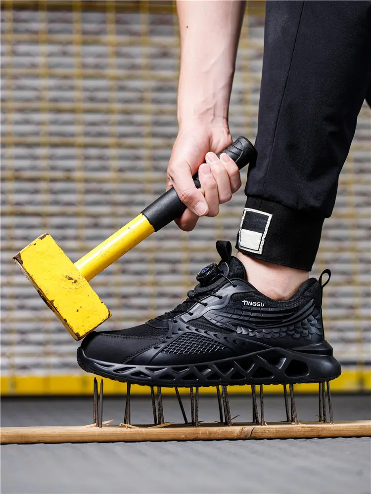 New Rotating Button Safety Shoes Men Anti smashing anti piercing Work shoes Lightweight Summer Protection Shoes Steel Toe Boots