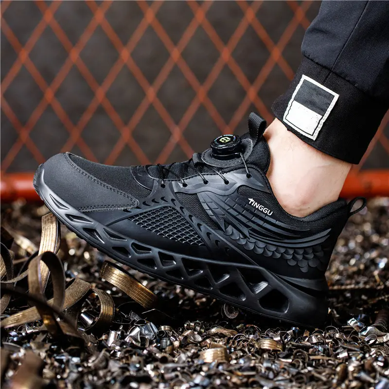 New Rotating Button Safety Shoes Men Anti smashing anti piercing Work shoes Lightweight Summer Protection Shoes Steel Toe Boots