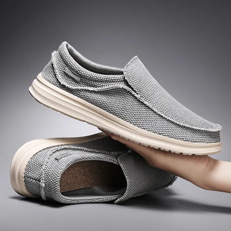 New Men's Canvas Shoes Breathable Casual Shoes Luxury Brand Men Loafers Lightweight Boat Shoes Outdoor Vulcanize Shoes Sneakers
