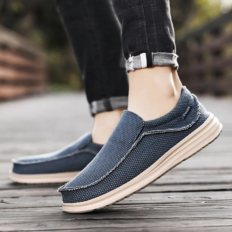 New Men's Canvas Shoes Breathable Casual Shoes Luxury Brand Men Loafers Lightweight Boat Shoes Outdoor Vulcanize Shoes Sneakers