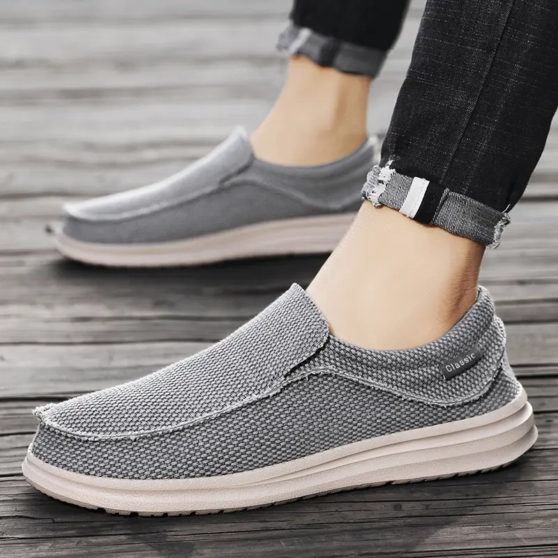 New Men's Canvas Shoes Breathable Casual Shoes Luxury Brand Men Loafers Lightweight Boat Shoes Outdoor Vulcanize Shoes Sneakers