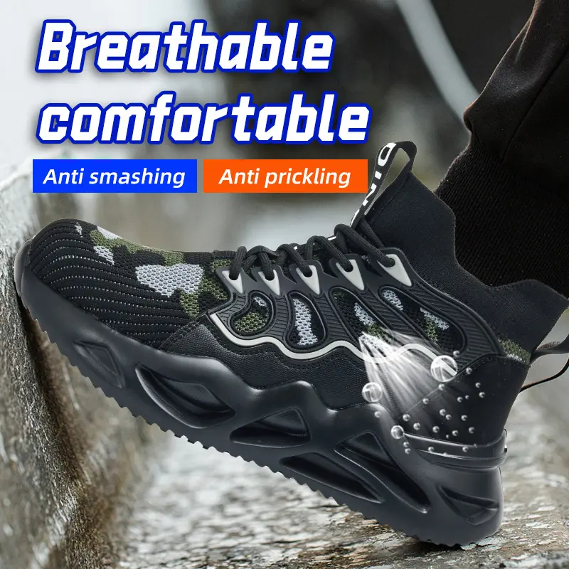 2024 Male Work Boots Indestructible Safety Shoes Men Steel Toe Shoes Puncture-Proof Work Sneakers Male Shoes Adult Work Shoes