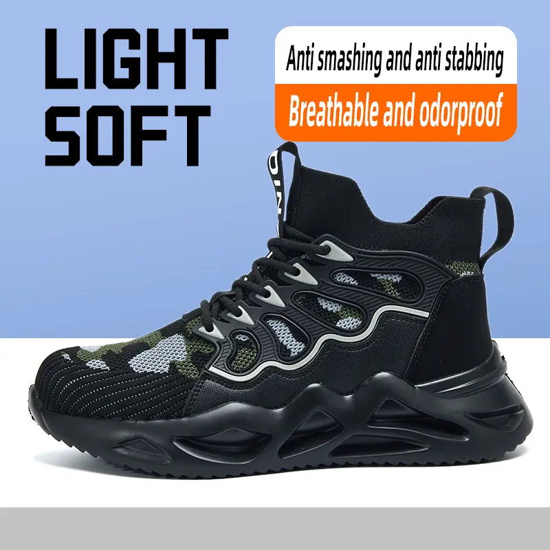 2024 Male Work Boots Indestructible Safety Shoes Men Steel Toe Shoes Puncture-Proof Work Sneakers Male Shoes Adult Work Shoes