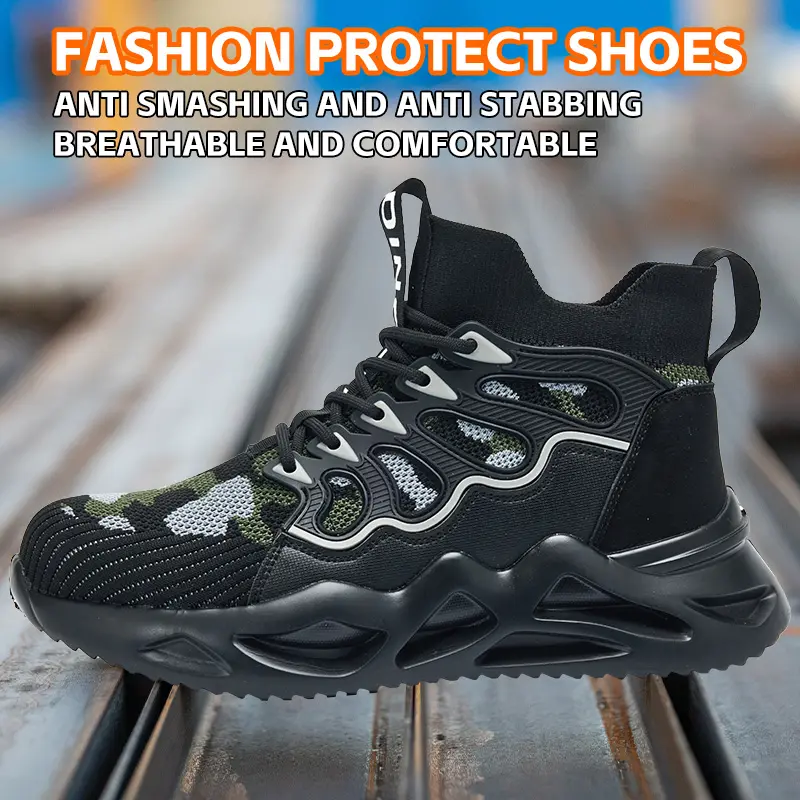 2024 Male Work Boots Indestructible Safety Shoes Men Steel Toe Shoes Puncture-Proof Work Sneakers Male Shoes Adult Work Shoes