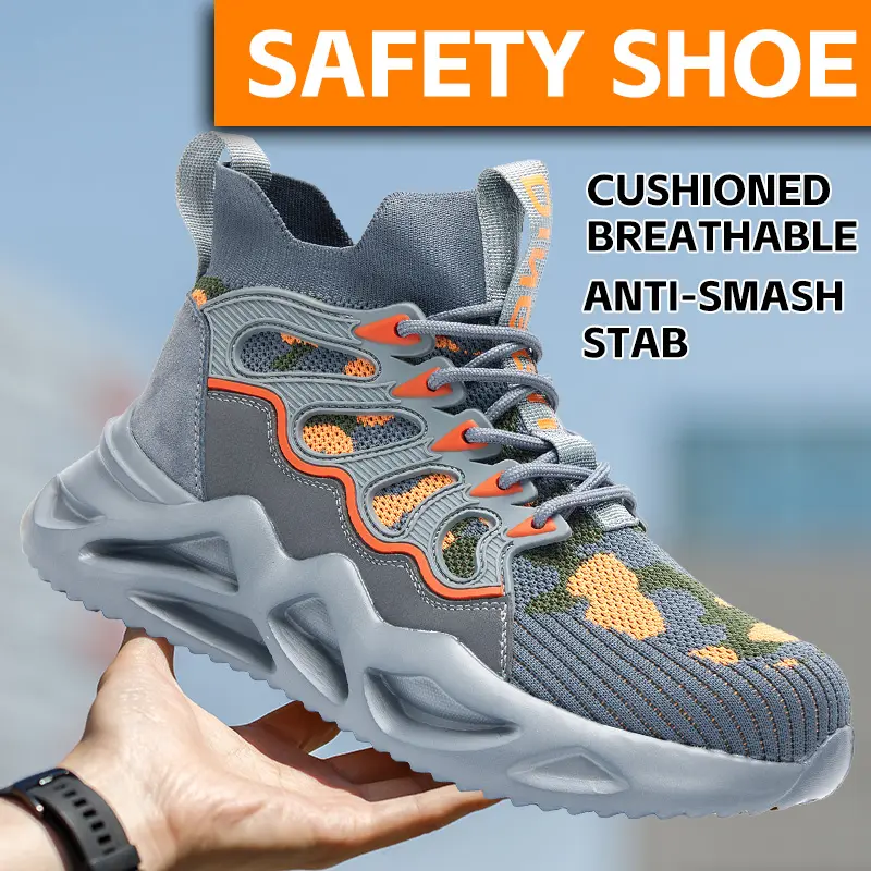 2024 Male Work Boots Indestructible Safety Shoes Men Steel Toe Shoes Puncture-Proof Work Sneakers Male Shoes Adult Work Shoes