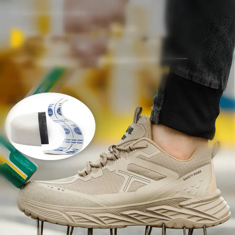Lightweight Men Safety Shoes Anti-smash Anti puncture Work Shoes Breathable Lace Up protective shoes Non-slip Steel Toe Boots