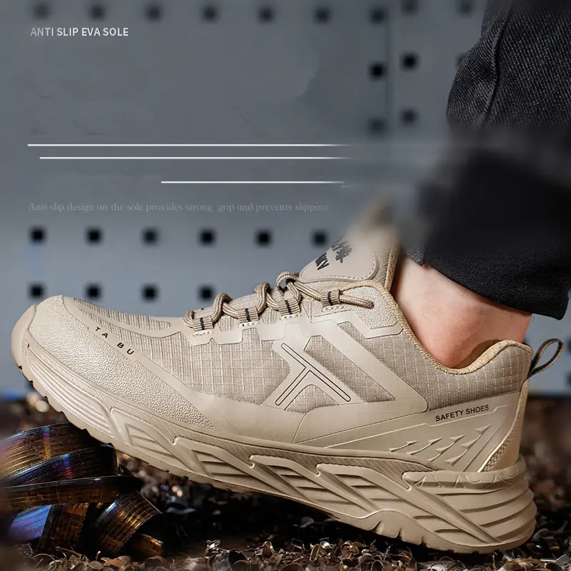 Lightweight Men Safety Shoes Anti-smash Anti puncture Work Shoes Breathable Lace Up protective shoes Non-slip Steel Toe Boots
