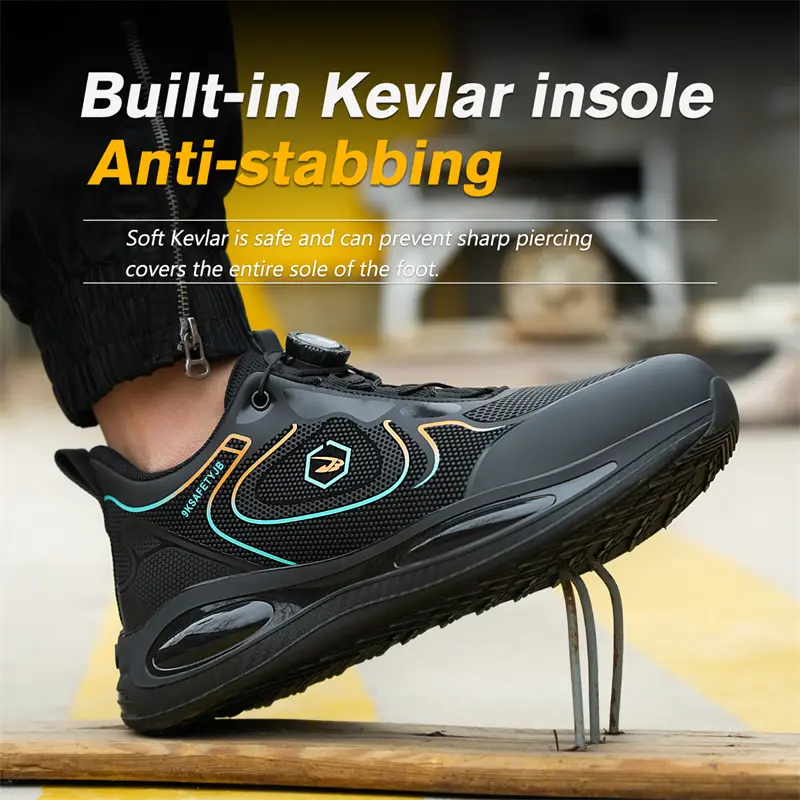 Rotary Button Safety Shoes Men Steel Toe Sneakers Puncture Proof Work Safety Boots Air Cushion Sport Work Shoes Anti-smash Boots