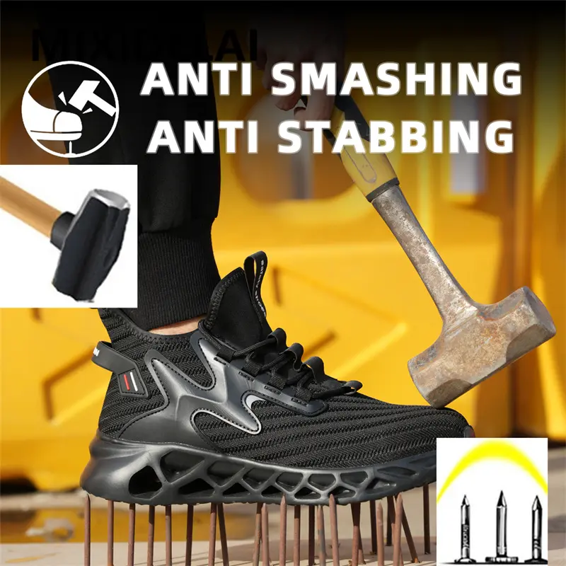 Lightweight Men Boots Anti-smash Anti puncture Safety Shoes Steel Toe Cap Work Sneakers Fashion Protective shoes Work Boots 2025