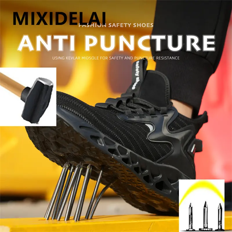 Lightweight Men Boots Anti-smash Anti puncture Safety Shoes Steel Toe Cap Work Sneakers Fashion Protective shoes Work Boots 2025