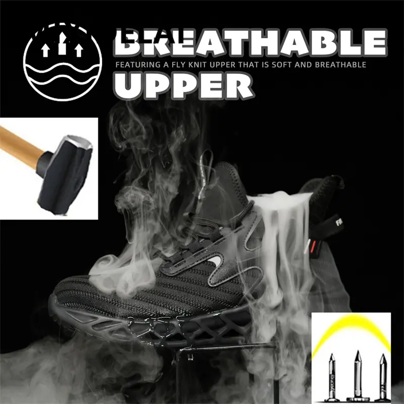 Lightweight Men Boots Anti-smash Anti puncture Safety Shoes Steel Toe Cap Work Sneakers Fashion Protective shoes Work Boots 2025