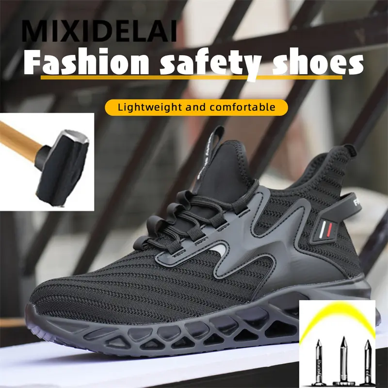 Lightweight Men Boots Anti-smash Anti puncture Safety Shoes Steel Toe Cap Work Sneakers Fashion Protective shoes Work Boots 2025