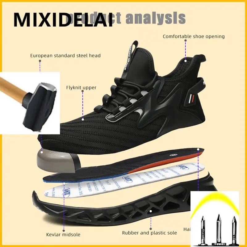 Lightweight Men Boots Anti-smash Anti puncture Safety Shoes Steel Toe Cap Work Sneakers Fashion Protective shoes Work Boots 2025
